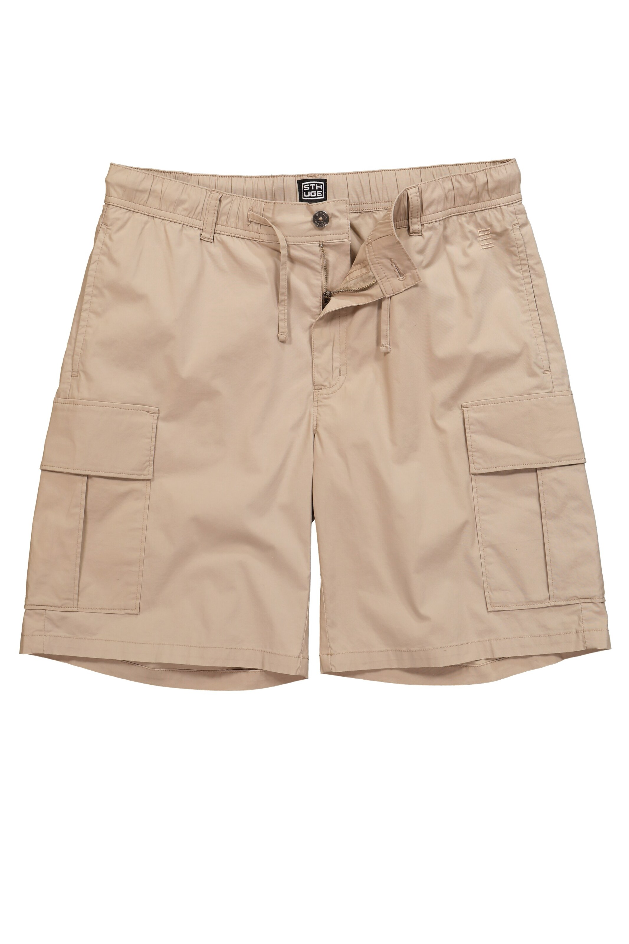 STHUGE Baggy Cargobroek 'Bermuda' in Beige: voorkant