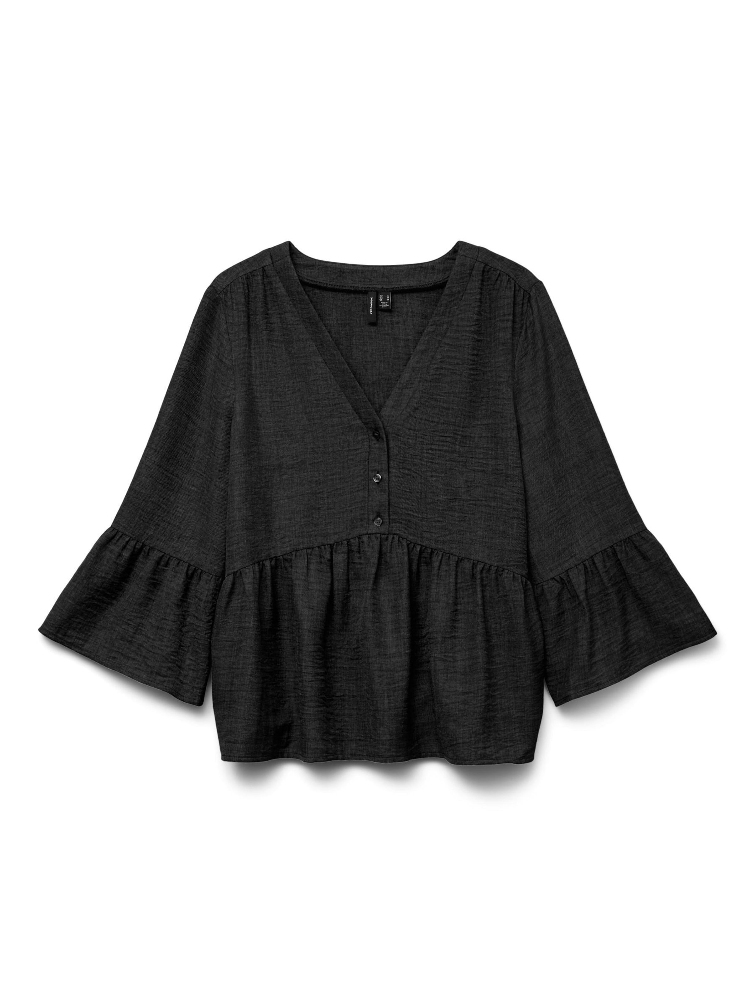 Vero Moda Curve Blouse 'VMCMelony' in Zwart: voorkant