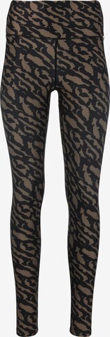 Athlecia Skinny Sportbroek 'Mist' in Bruin: voorkant