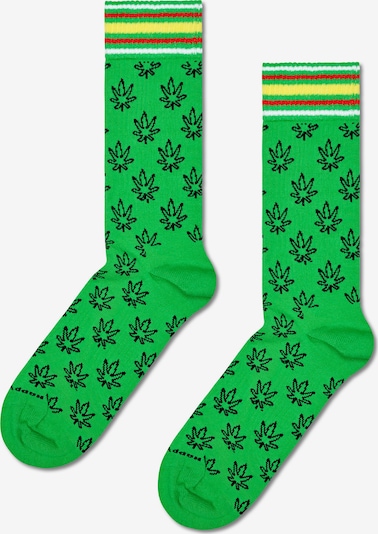 Happy Socks Socken 'Leaf' in gelb / limette / schwarz, Produktansicht