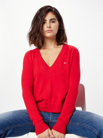 Pull-over Tommy Jeans en rouge : devant