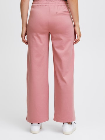 ICHI Wide leg Pleat-Front Pants 'Kate' in Pink