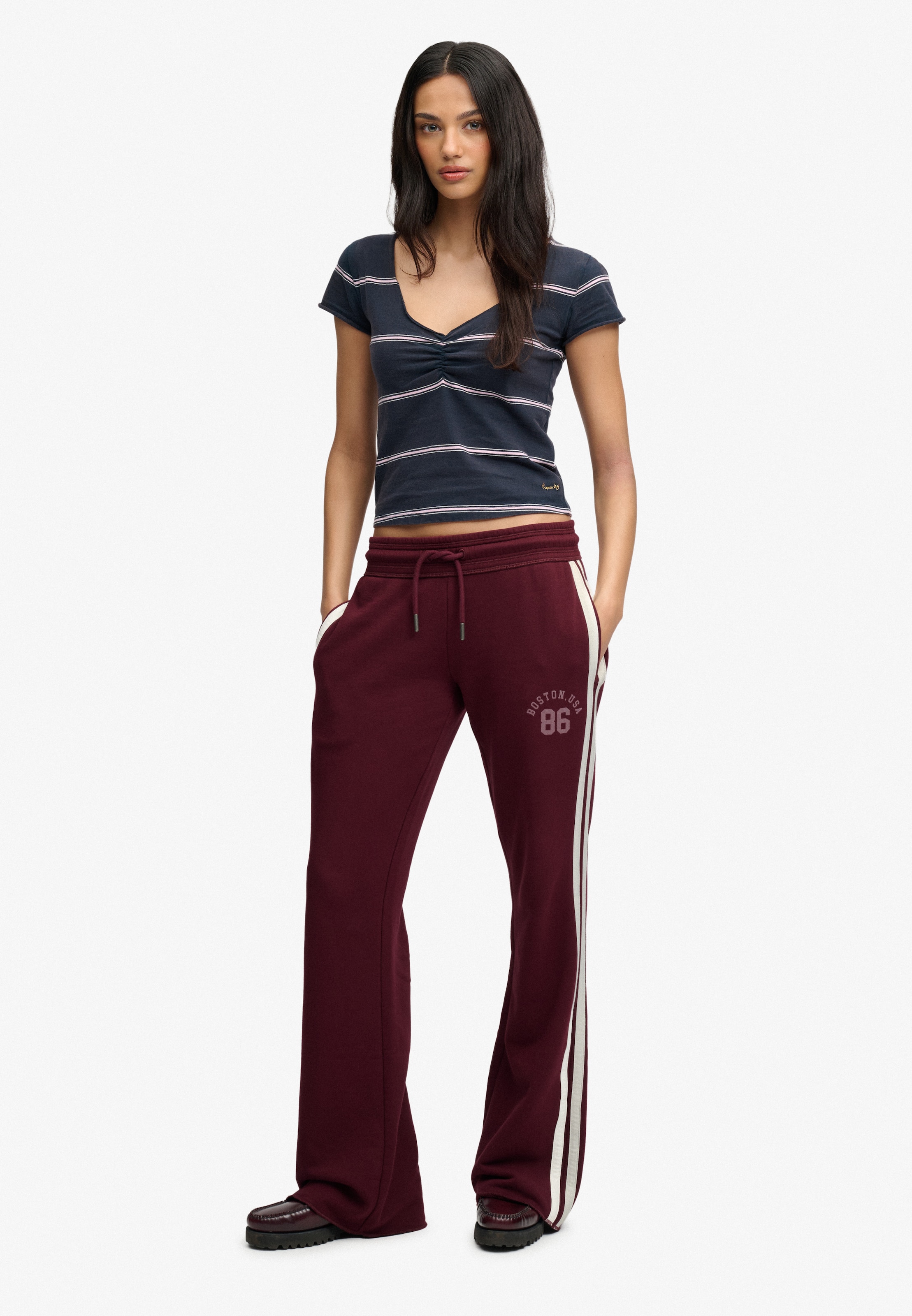 Superdry & Co Flared Broek 'Athletic Essentials' in Rood