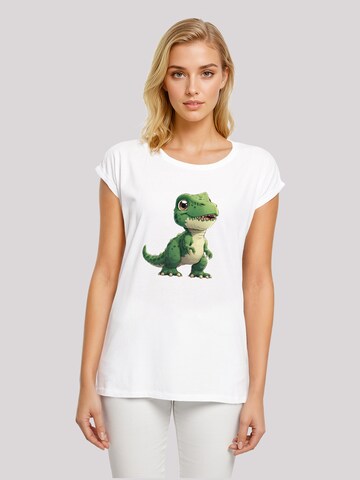 F4NT4STIC Shirt 'Süßer grüner Dino' in White: front