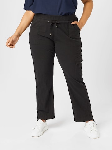 Zizzi Tapered Broek 'Jeasy' in Zwart: voorkant