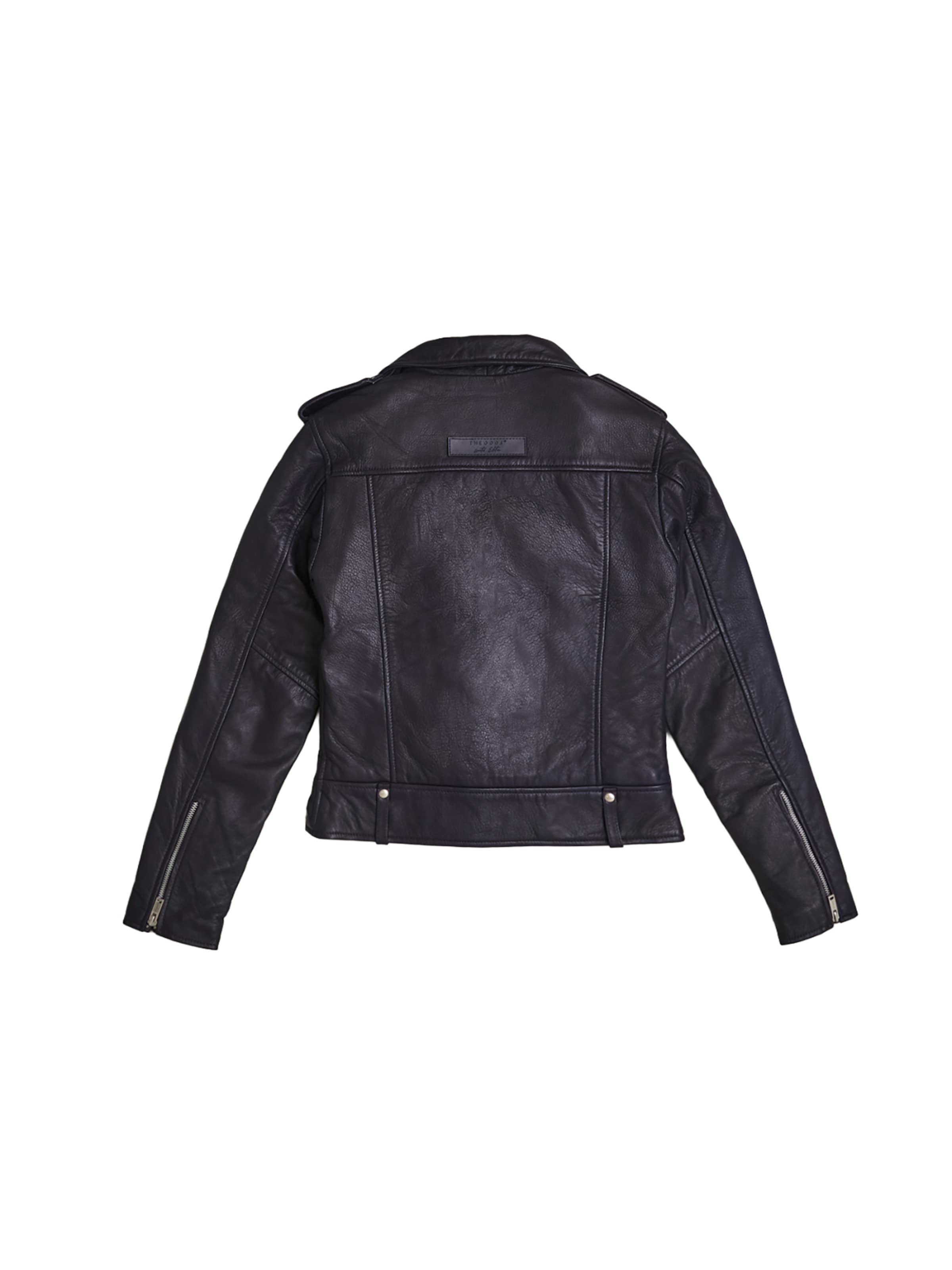 THE ODDS Between-season jacket 'Mulberry Purple Matte Leather Jacket Women/ LMTD Edition' in Black