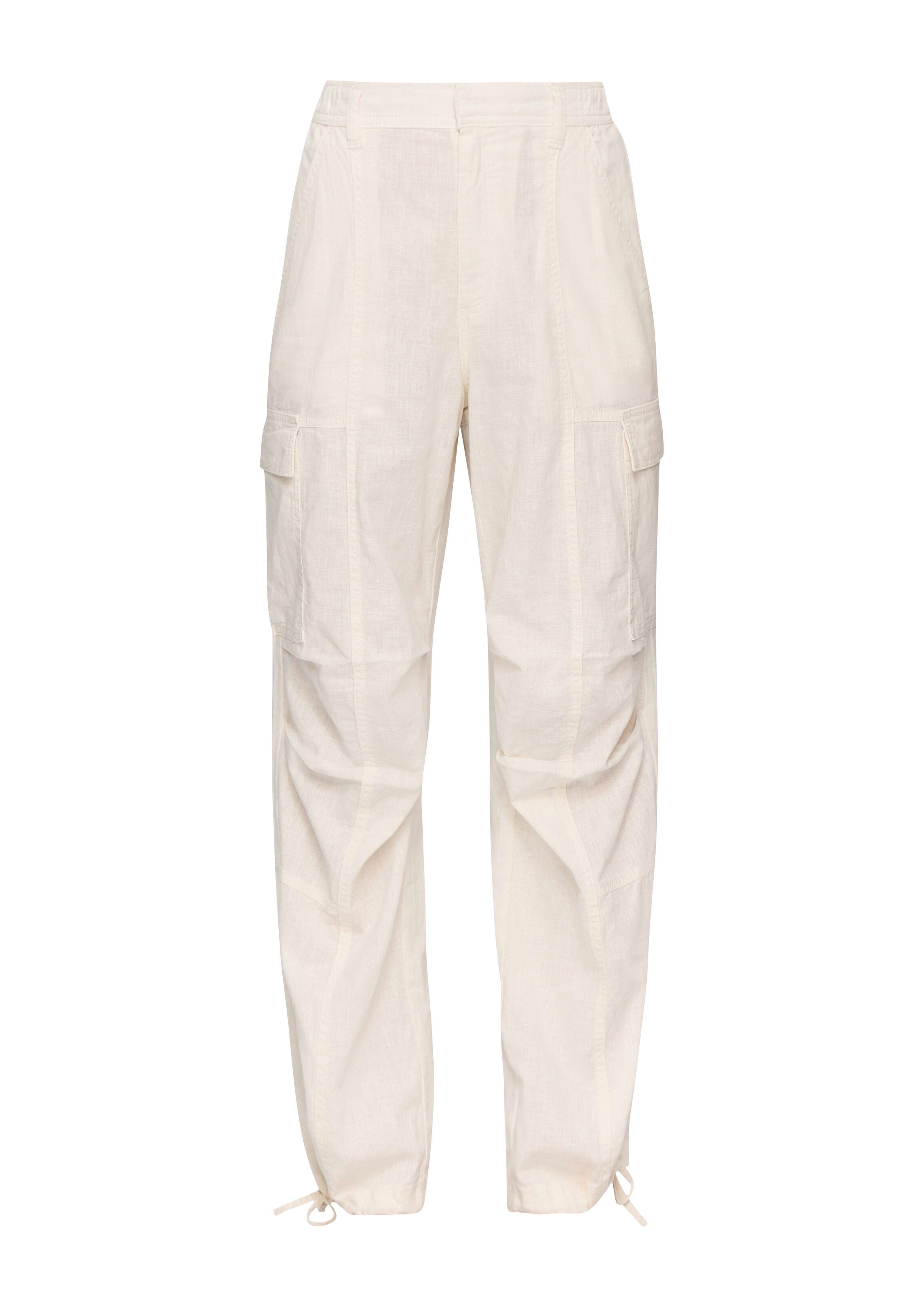 QS Wide leg Cargobroek in Beige: voorkant