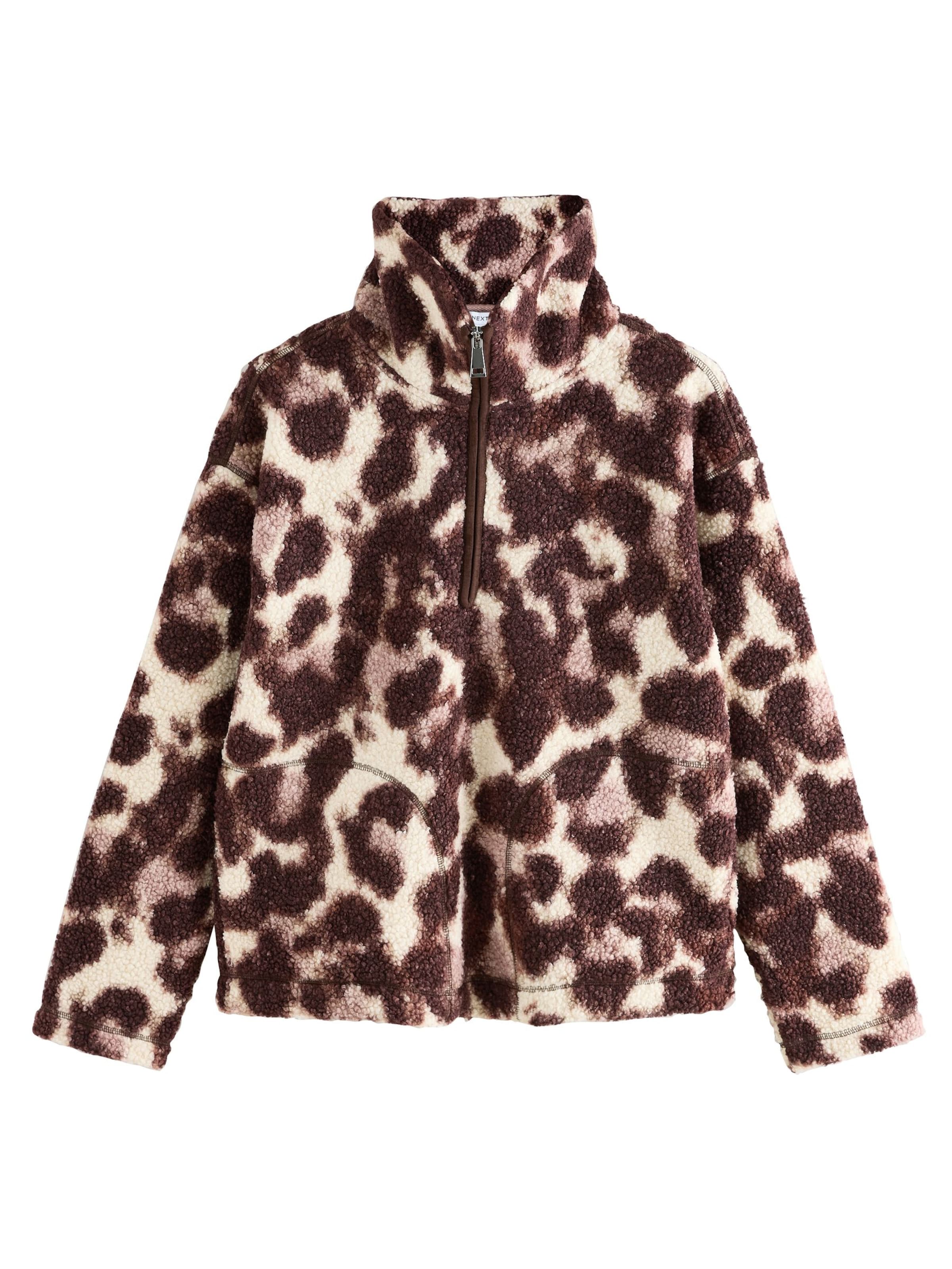 Next Ζακέτα φλις σε καφέ: μπροστά