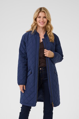 Cream Between-seasons coat 'Arwen' in Blue: front