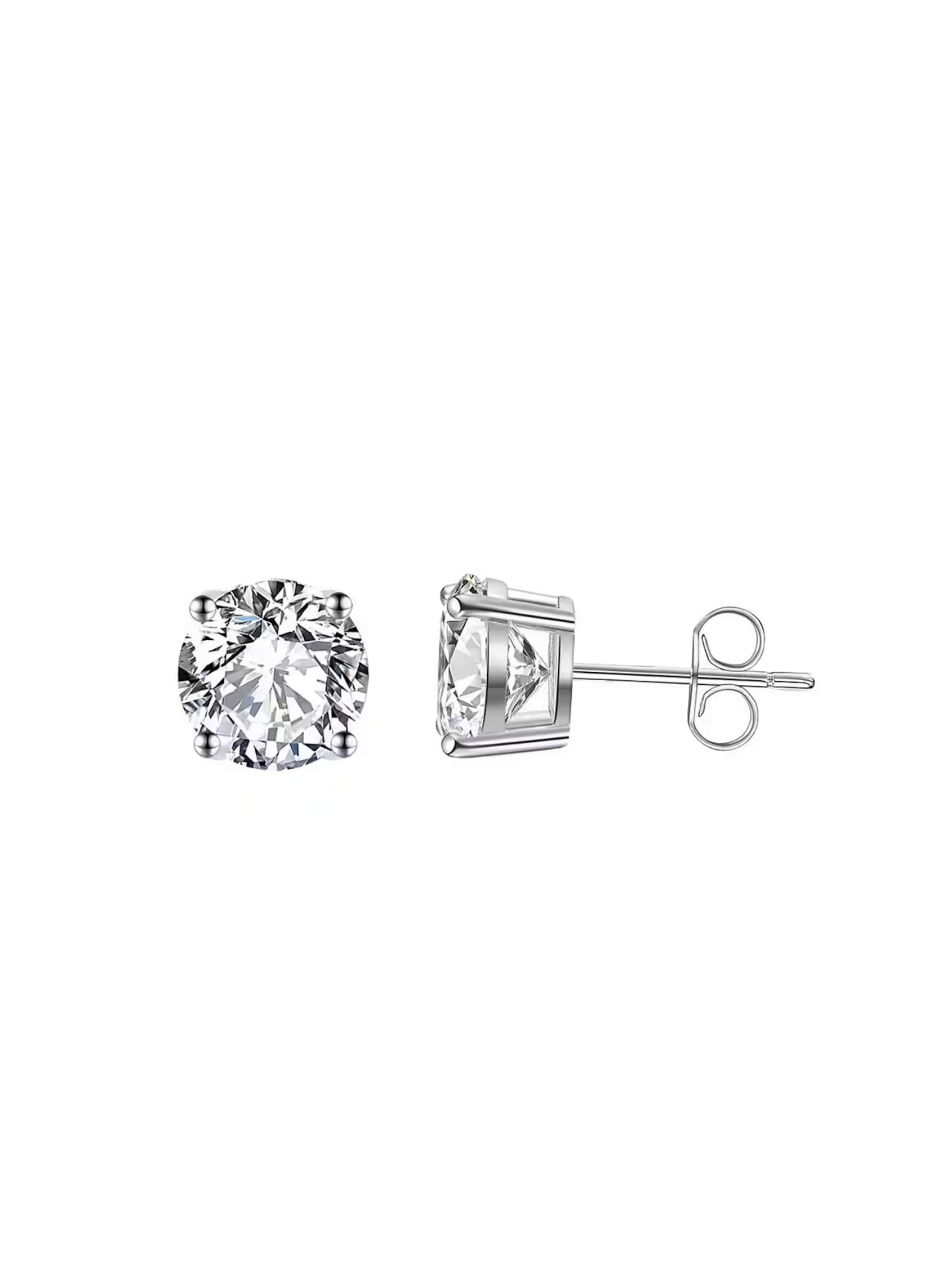 ROUGEMONT Jewellery Earrings 'Funkelnde Zirkonia  Ohrstecker 825 Sterling Silber 6mm' in Silver: front