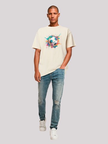 T-Shirt 'Bunte Fußball Grafik' F4NT4STIC en beige
