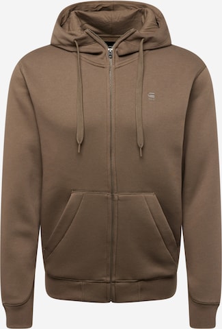 G-STAR - Sudadera con cremallera 'Premium Core' en marrón: frente