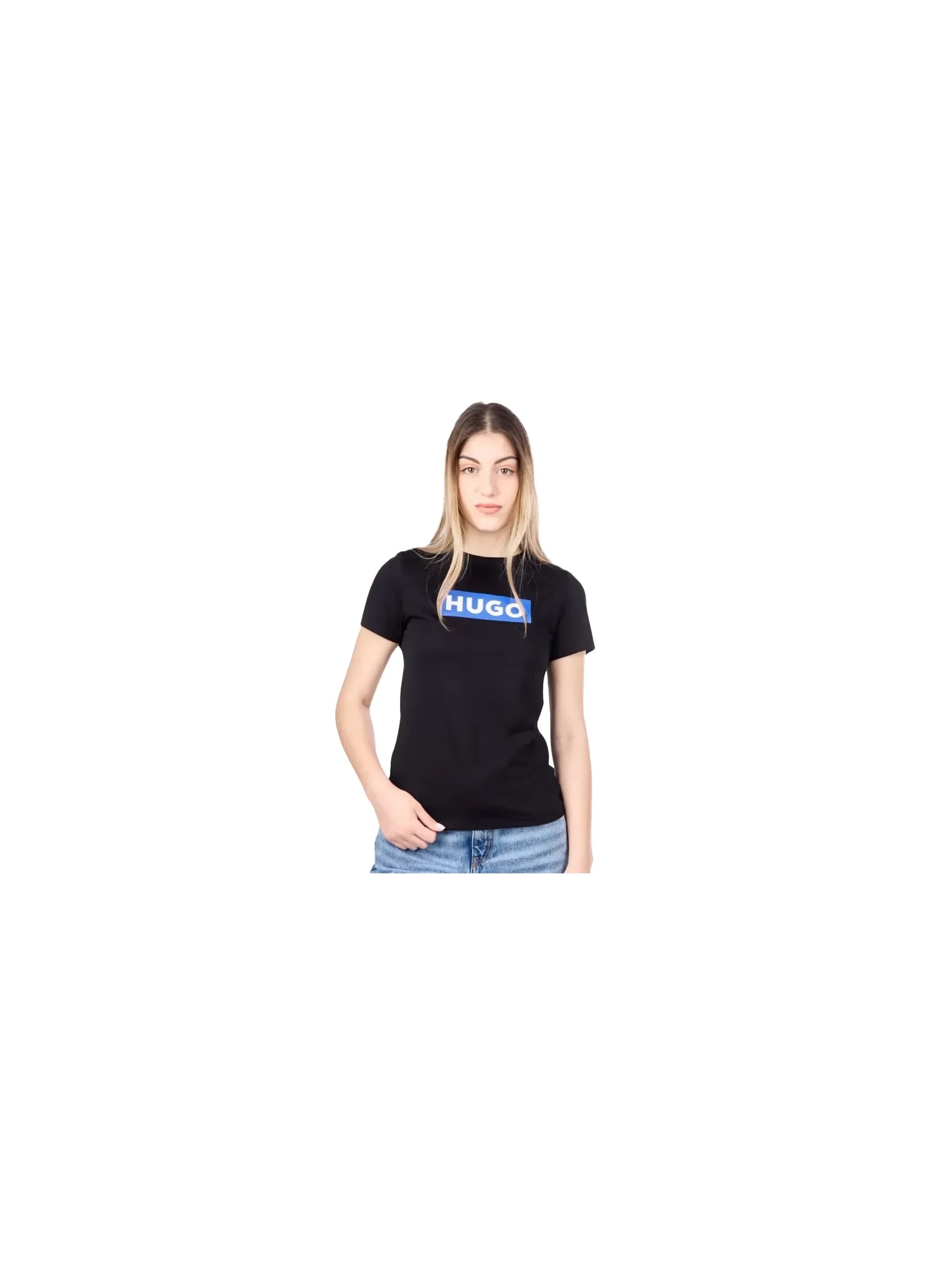 HUGO - Camiseta 'Signature' en negro: frente