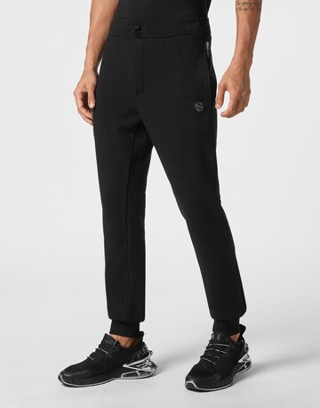 Plein Sport Tapered Trousers in Black: front