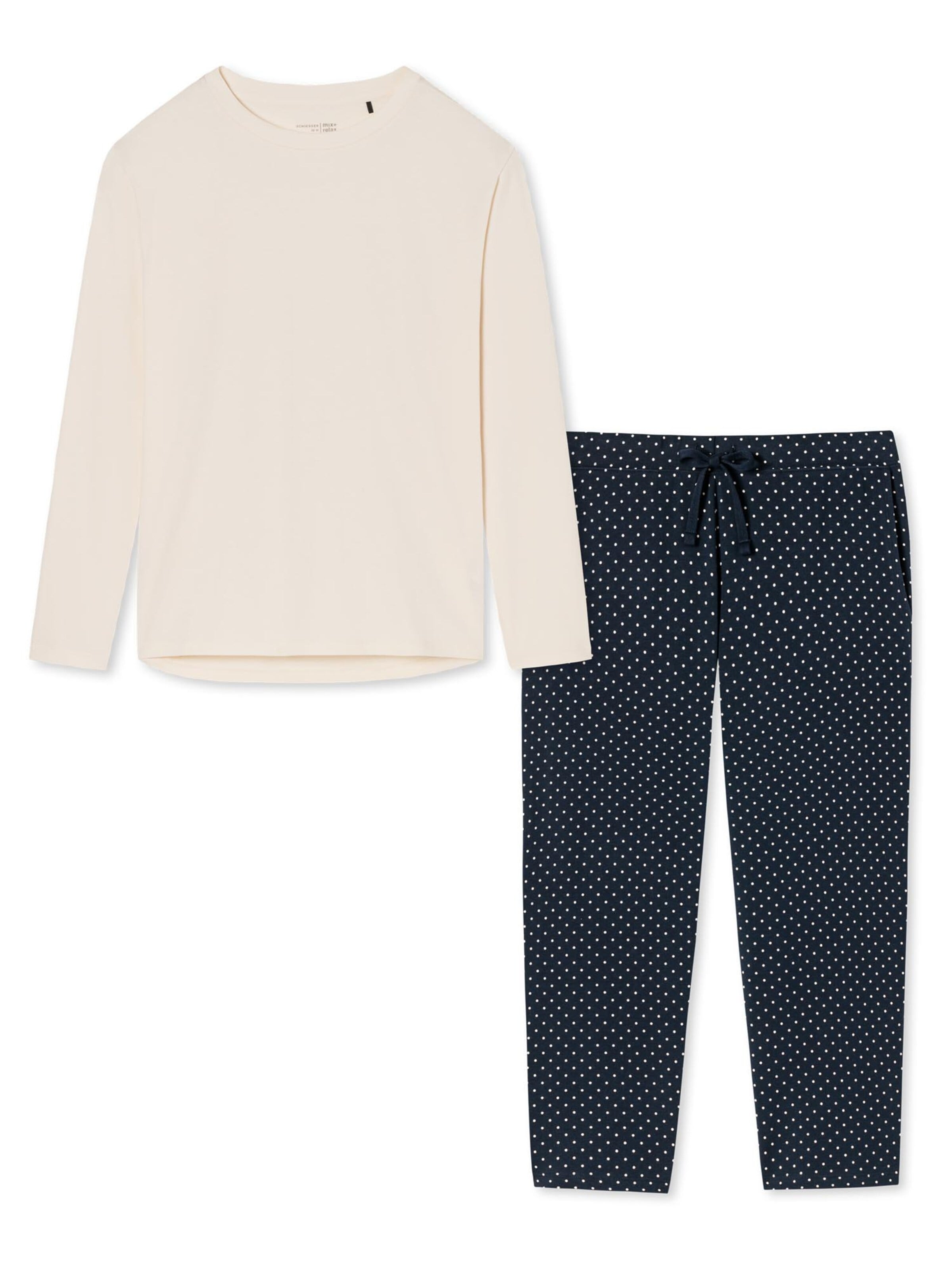 SCHIESSER Pyjama 'Cotton' in Wit: voorkant