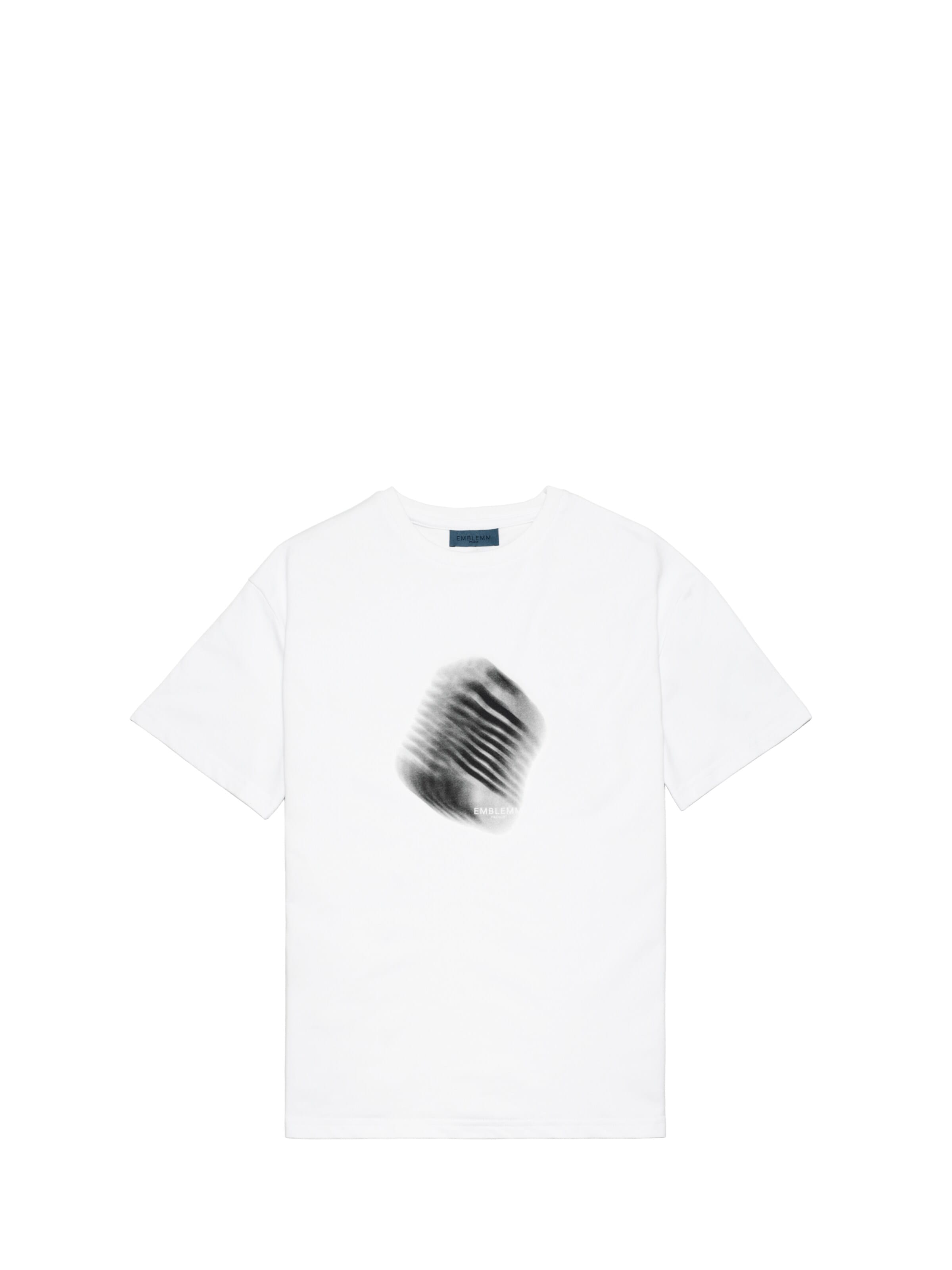 EMBLEMM Shirt 'Blurred Mic' in White: front