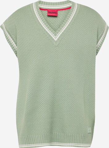 HUGO Sweater Vest 'Spencon' in Green: front