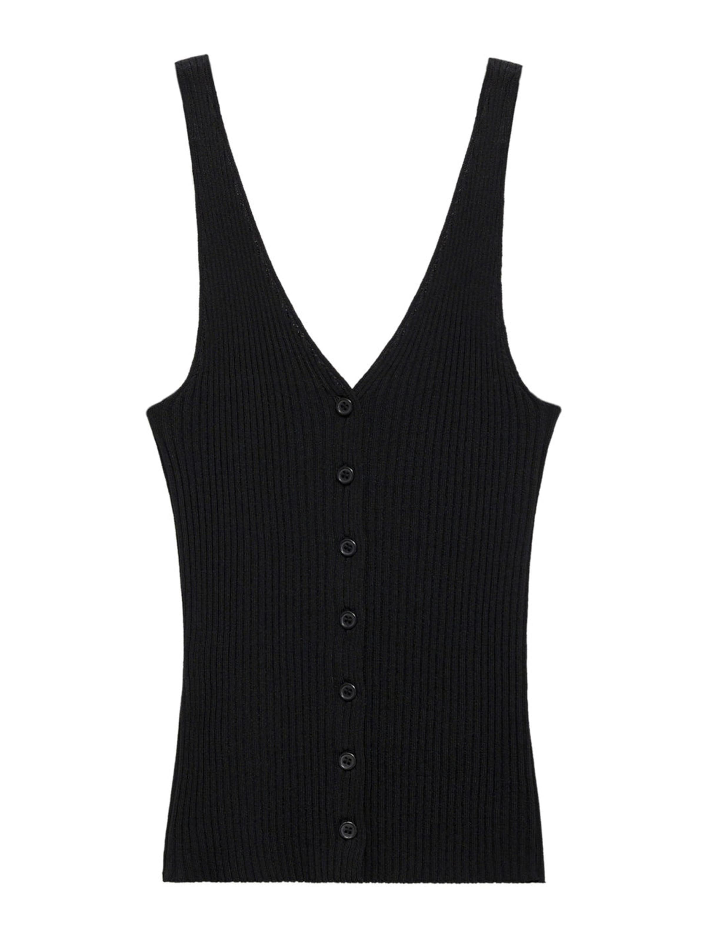 MANGO Плетен топ 'LANA' в черно: отпред