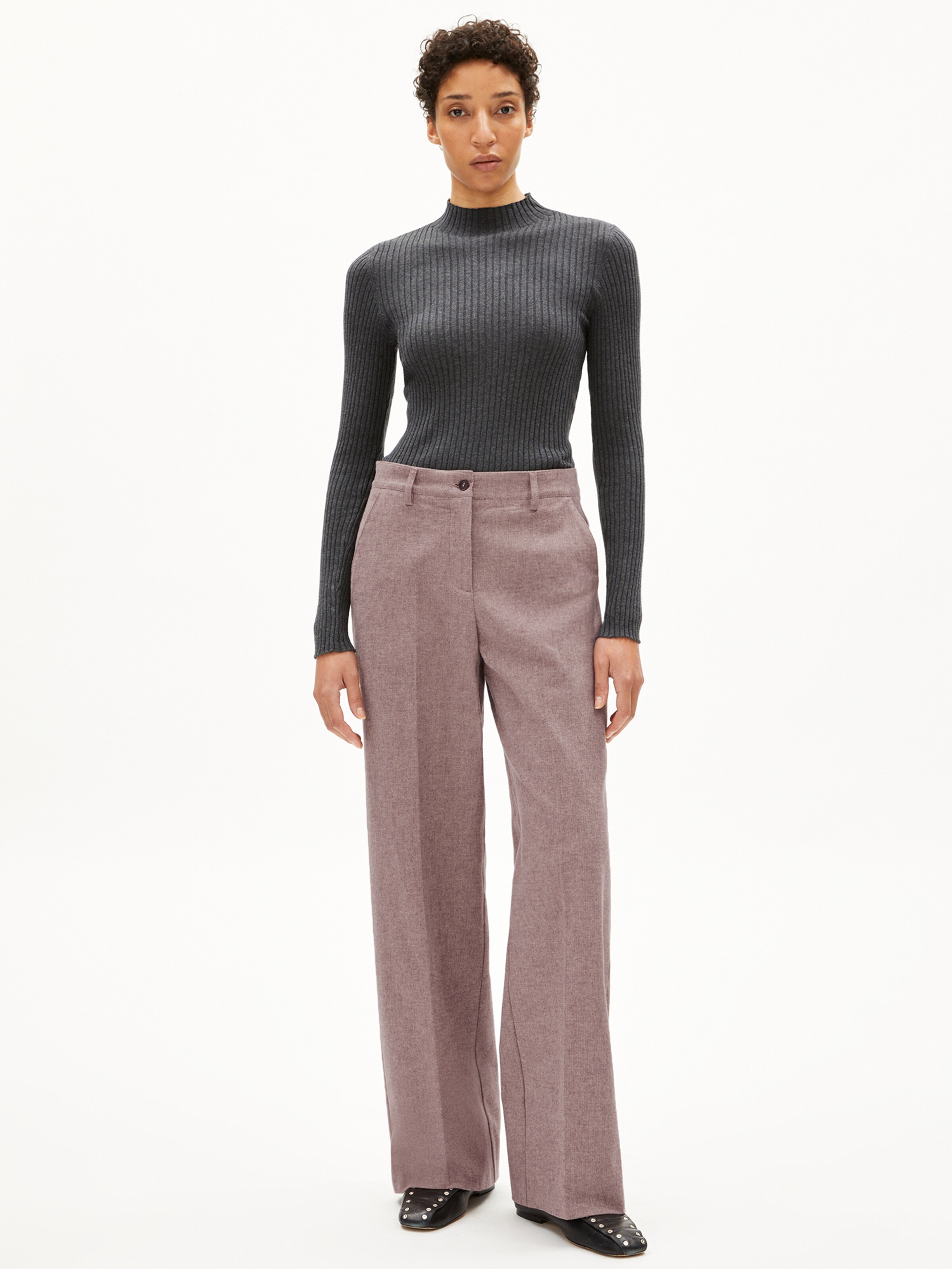 ARMEDANGELS Wide Leg Hose LEANDRAA HANDAAS in Rot