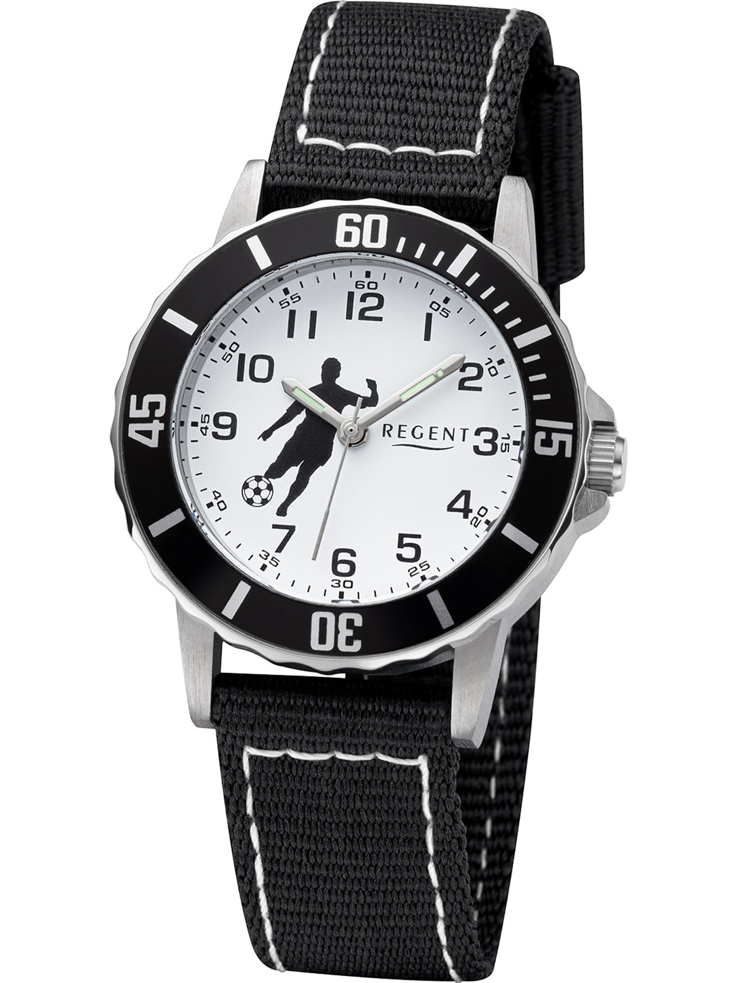 REGENT Uhr in Schwarz: Vorderseite