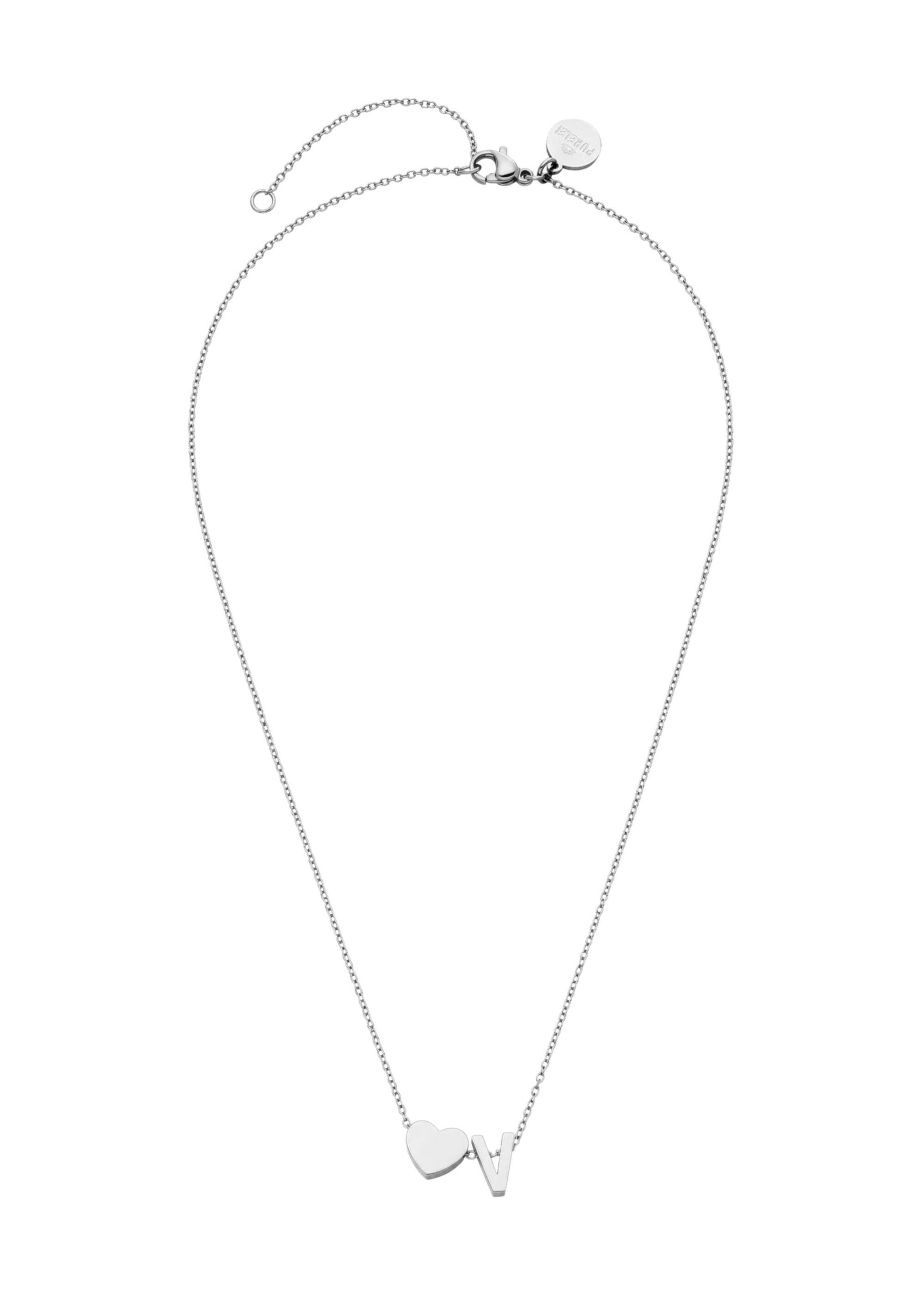 PURELEI - Cadena 'Letter Heart V' en plata: frente
