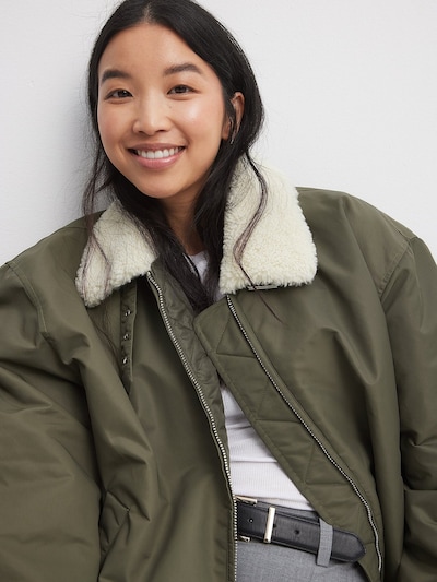 NA-KD Between-Season Jacket in Green / White, Item view