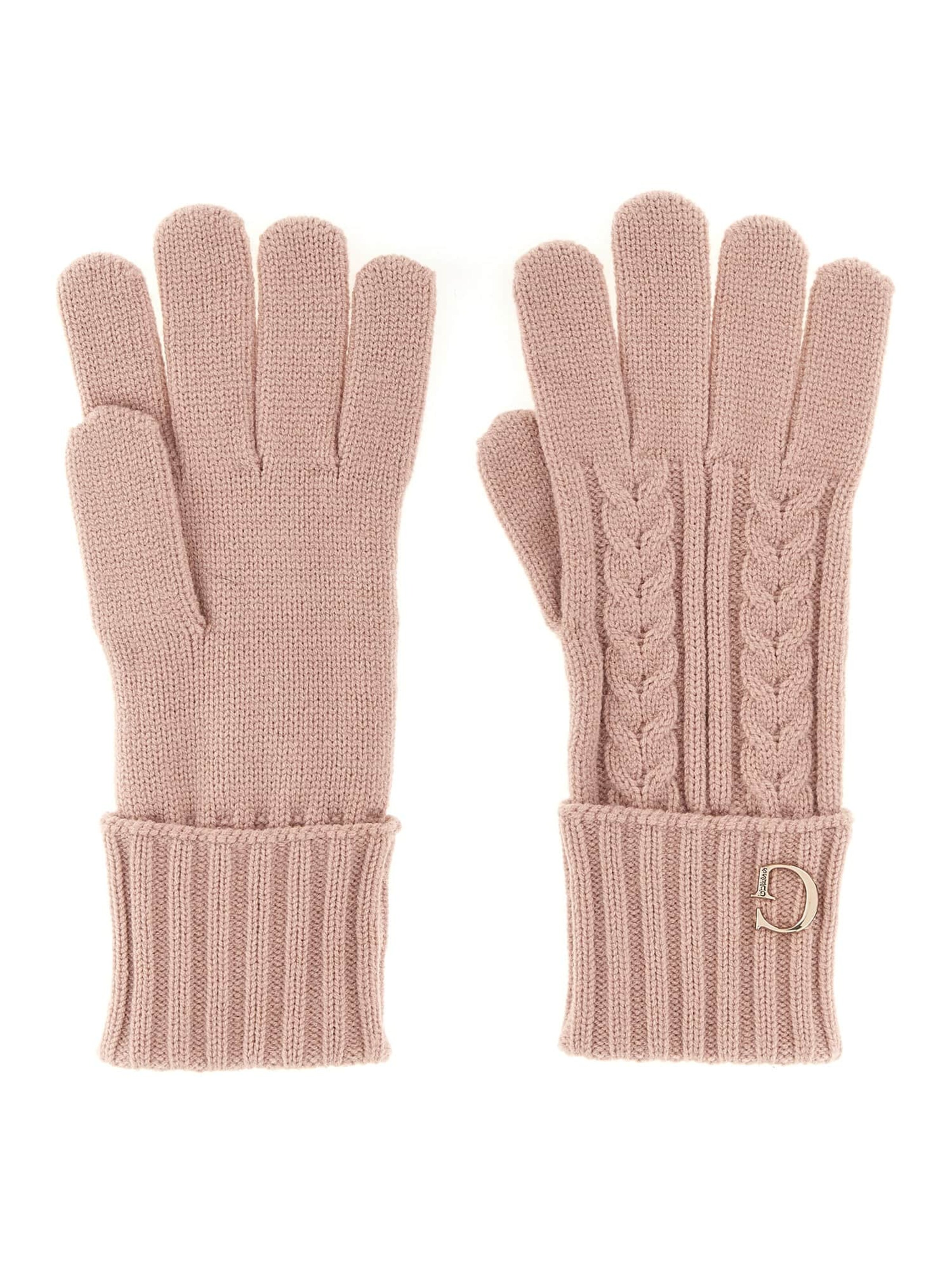 GUESS Full Finger Gloves in Pink: front