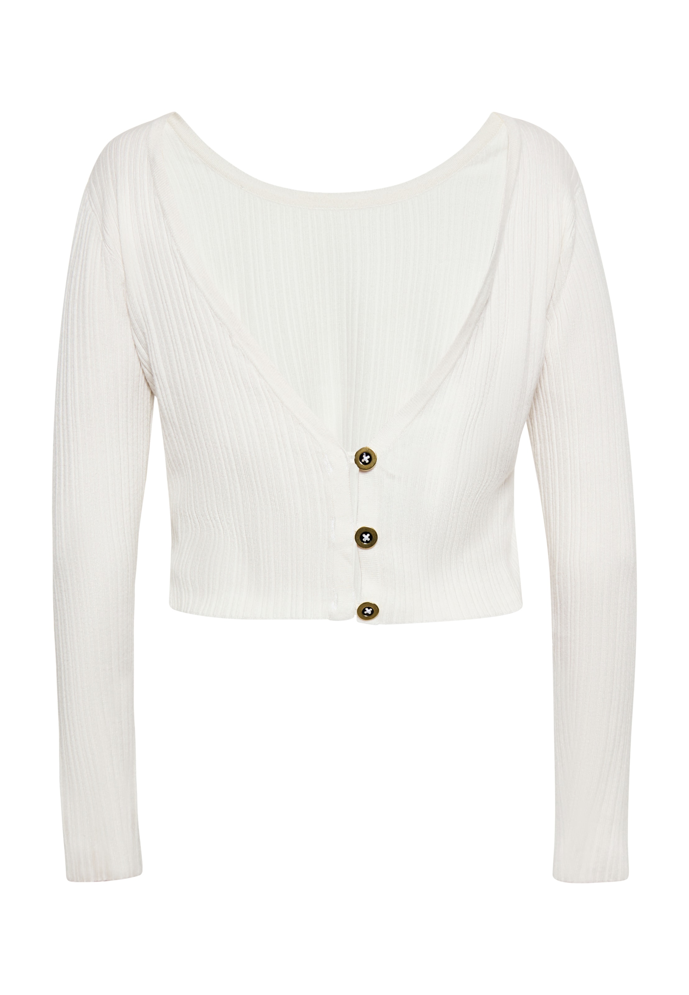 NAEMI Gebreid vest in Wit: voorkant