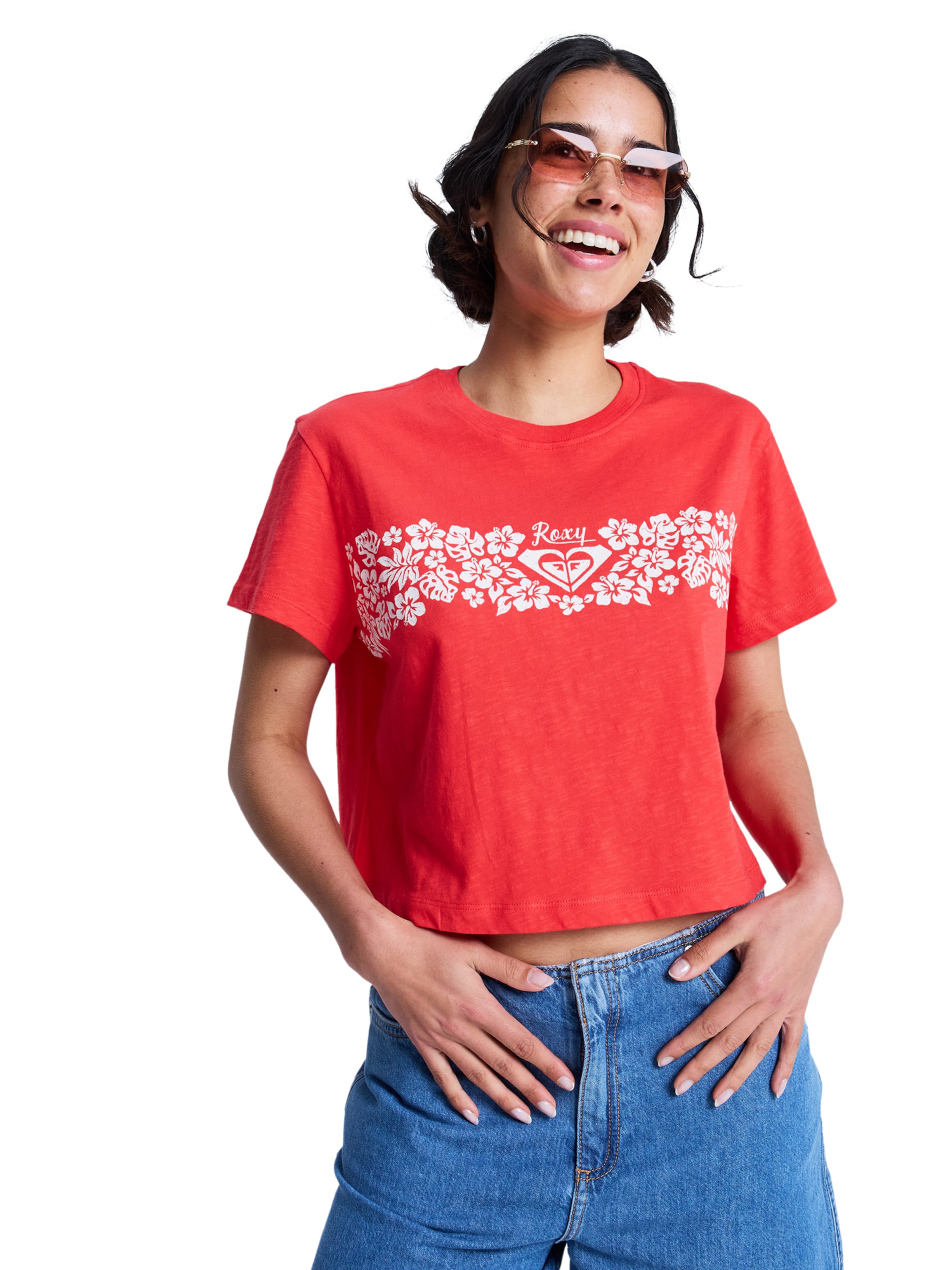 Tricou 'Endless Weekends' de la ROXY pe roșu: față