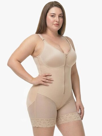 Shapetape Shapingbody 'Corrigerende Bodysuit met Rits en Pijpjes' in Beige