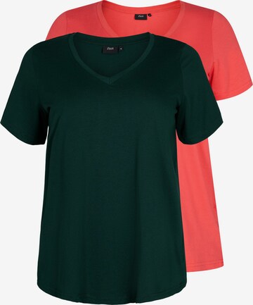 T-shirt 'MKATJA' Zizzi en vert : devant