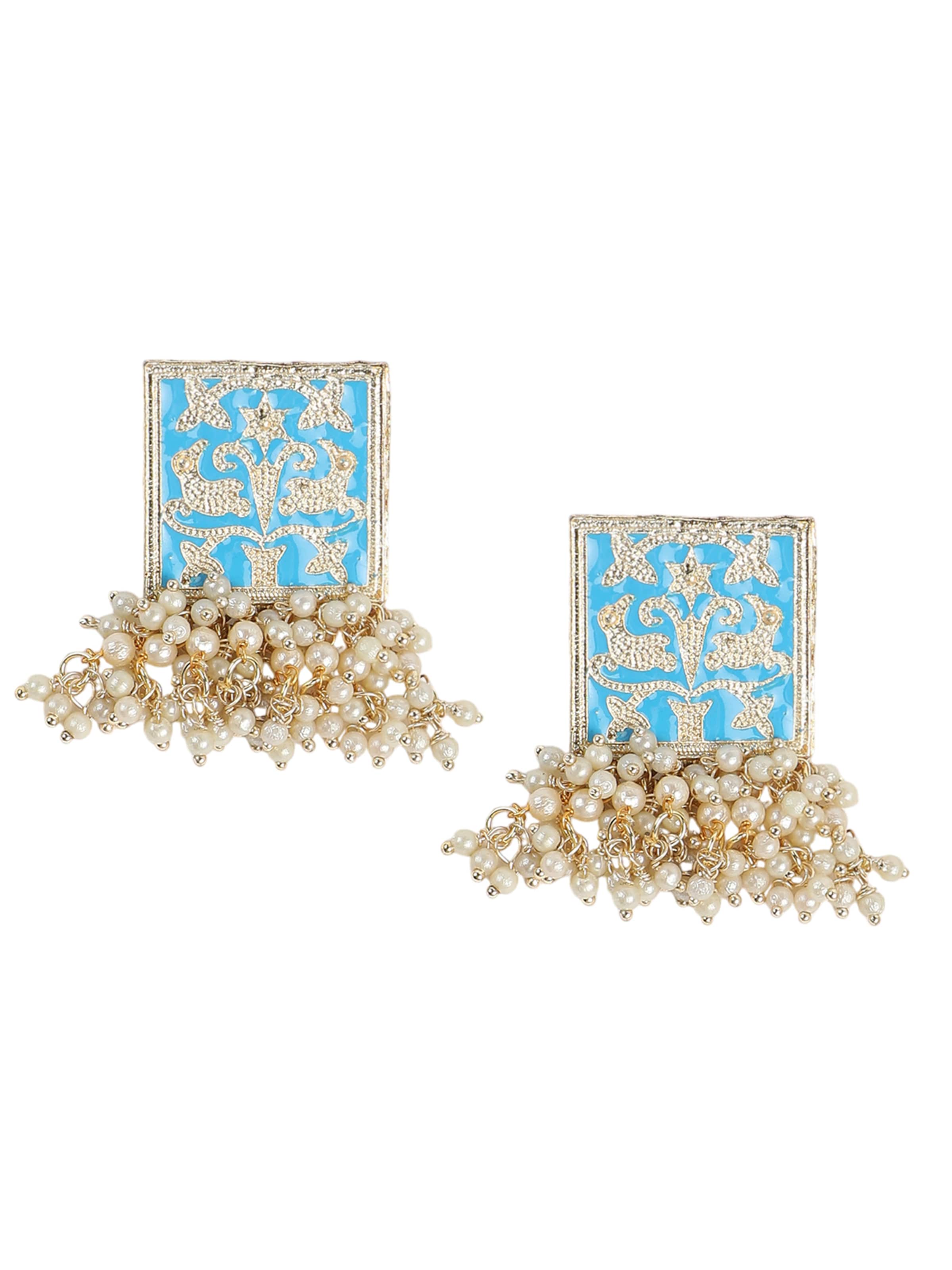 Orecchini 'Rubye' di SOHI in blu: frontale