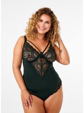 Devoted by Zizzi Bodysuit 'CAELLA' in Green: front