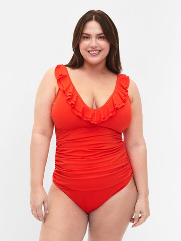 Swim by Zizzi Bralette Swimsuit 'SKITRIN' in Orange: front