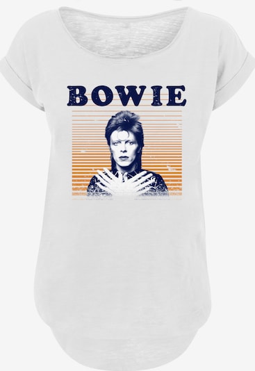F4NT4STIC T-shirt 'David Bowie Orange Stripes' en bleu nuit / orange / blanc, Vue avec produit
