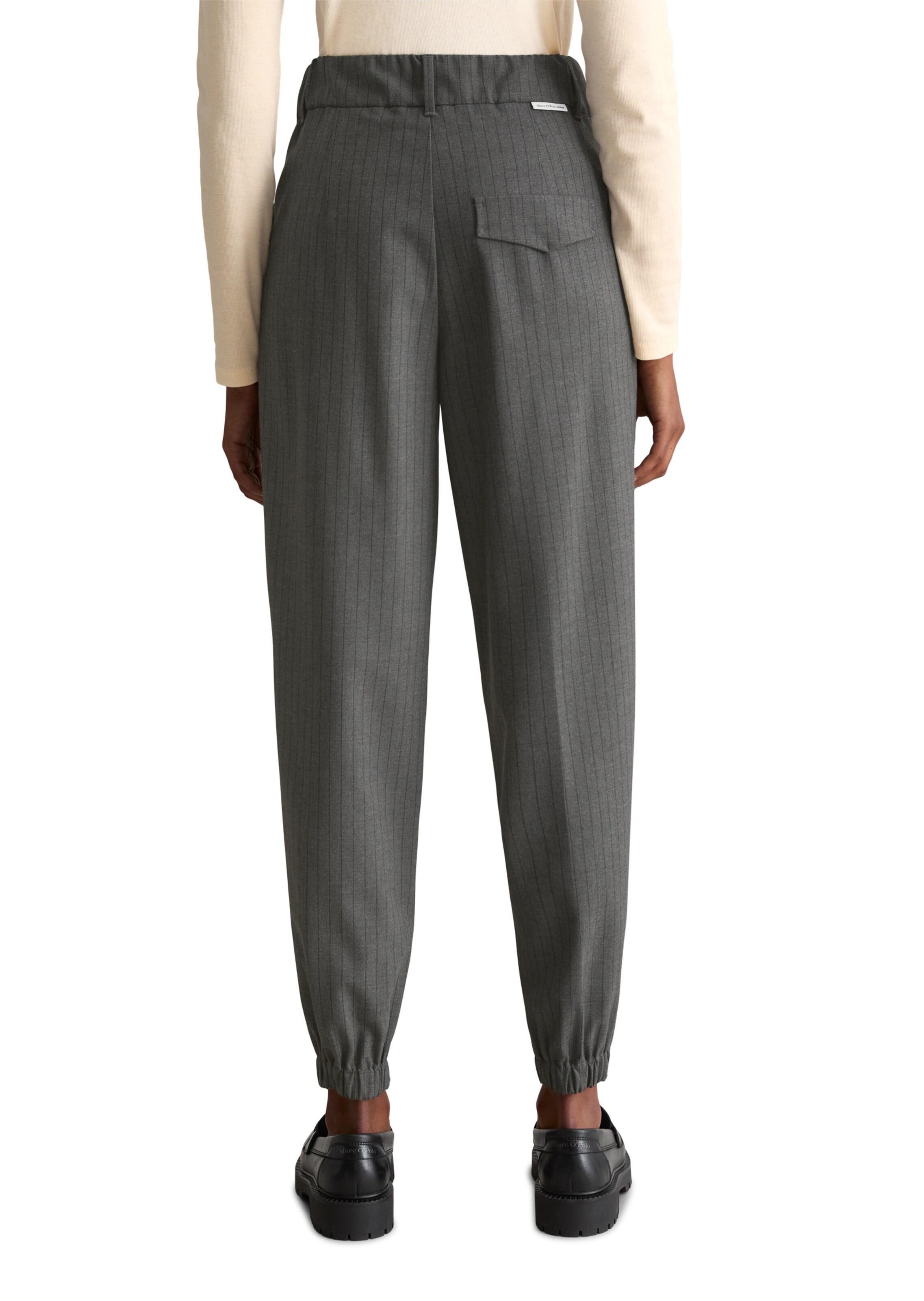 Marc O'Polo DENIM Loosefit Bandplooibroek in Grijs