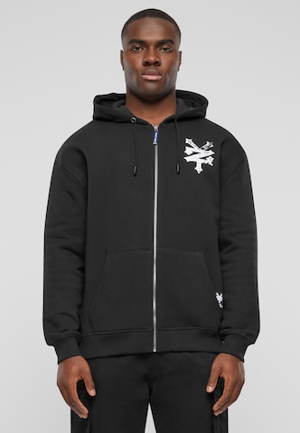 ZOO YORK Zip-Up Hoodie in Black: front