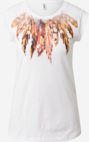 ONLY - Camiseta 'BONE' en blanco: frente