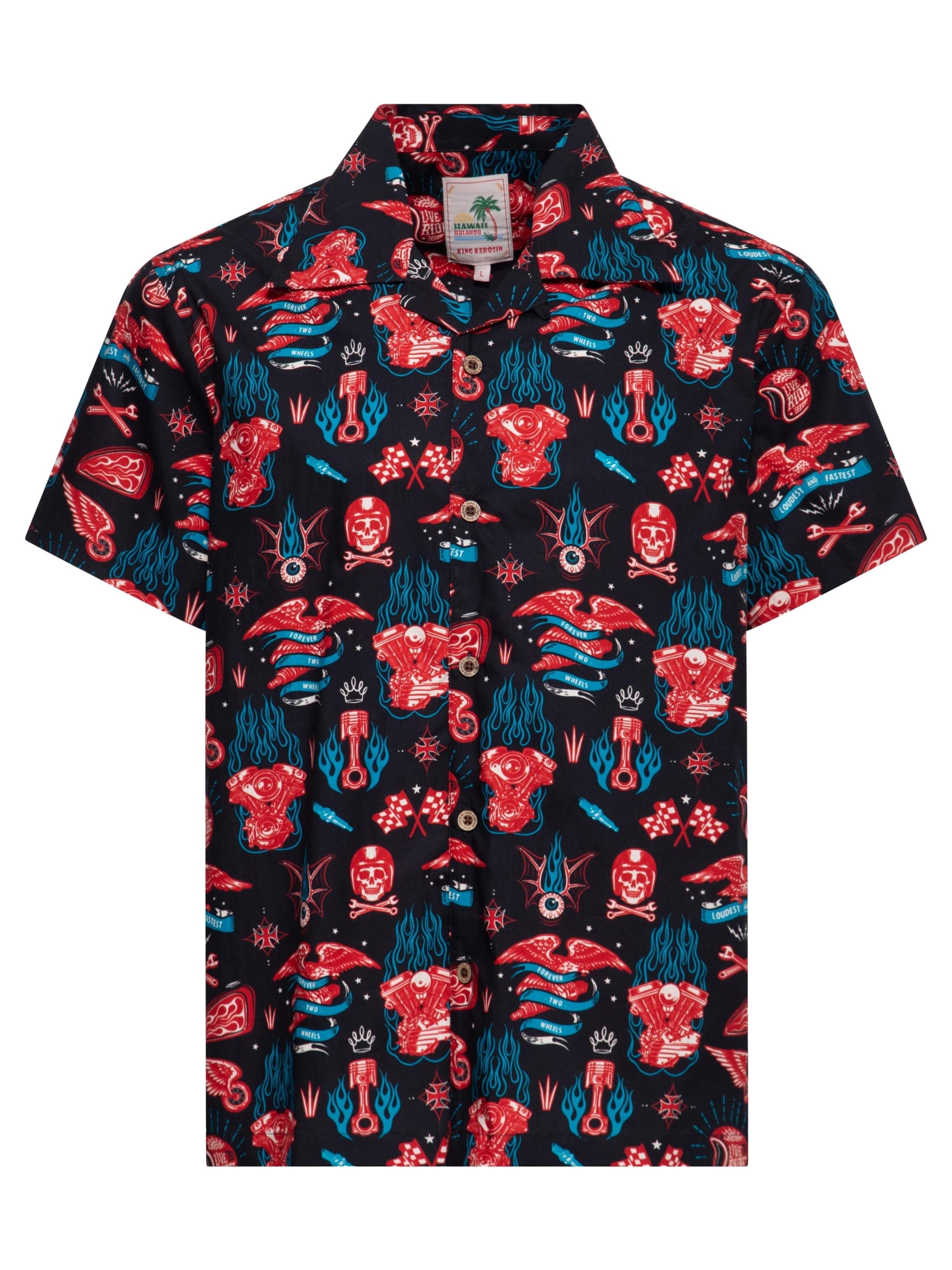 King Kerosin Regular fit Button Up Shirt 'Kustom Kulture' in Black: front