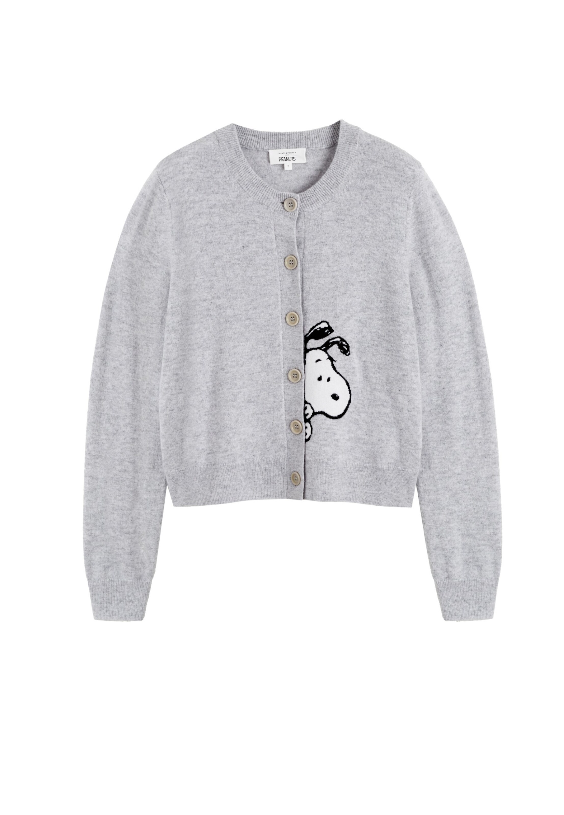 Chinti & Parker Cardigan 'Sneeky Snoopy' i grå: forside
