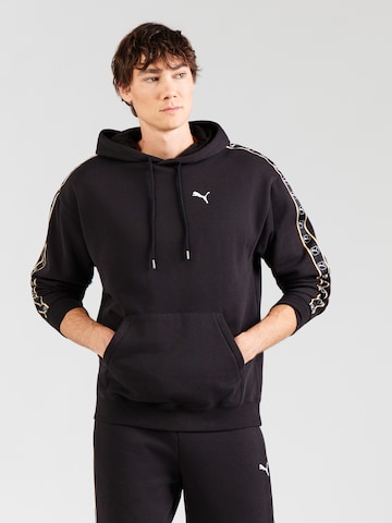 PUMASweater majica 'Ess Elevated Tape' - crna boja: prednji dio