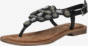 Tongs LAZAMANI en noir : devant