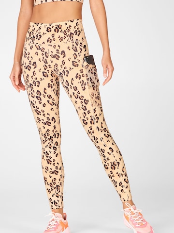 Fabletics Slimfit Leggings 'ON-THE-GO' in Beige: Vorderseite