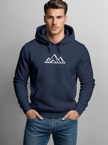 Neverless Sweatshirt 'Berg Polygon' in Blau