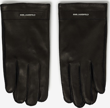 Karl Lagerfeld - Guantes con dedos 'Essential' en negro: frente