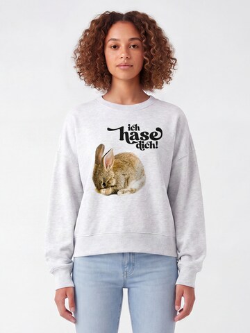 Watapparel Sweatshirt 'Ich Hase Dich!' in Grey: front