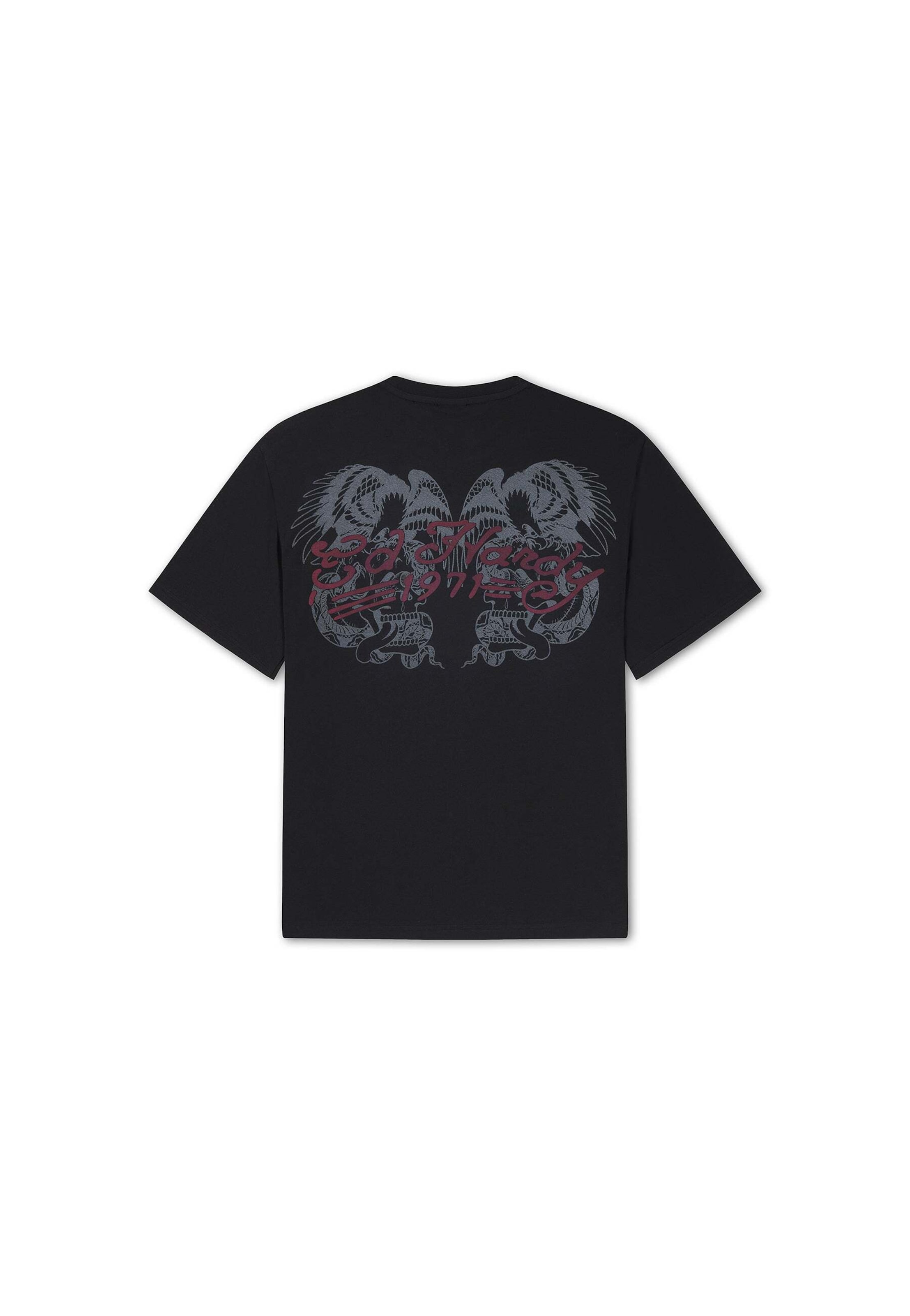 Maglietta 'Brave Hearts Stay True' di Ed Hardy in nero