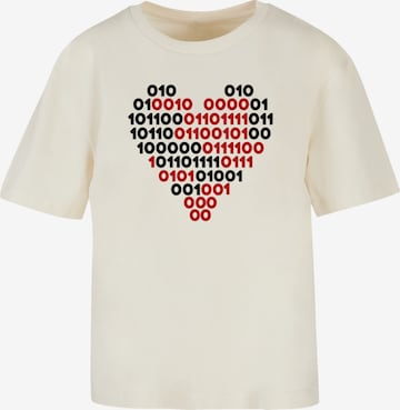 F4NT4STIC Shirt 'I Love You 01001001 Binary Code Herz Valentinstag' in Beige: voorkant