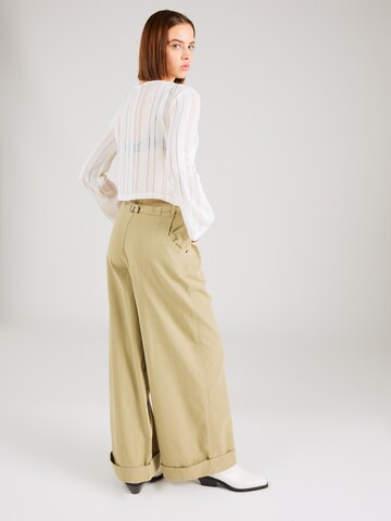 Wide leg Pantaloni cutați 'CLEAN' de la TOPSHOP pe verde