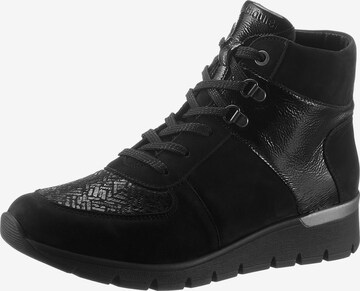 WALDLÄUFER Lace-Up Ankle Boots in Black: front